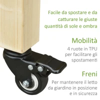 Outsunny Letto per Orto Rialzato in Legno con Rotelle e Ripiano Inferiore, 118x55x83cm, Legno Naturale(m-5)