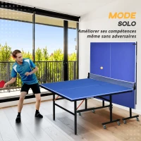 SPORTNOW Table de tennis de table pliable compacte avec 8 roulettes pour intérieur et extérieur 274 x 152,5 x 76 cm bleu(m-5)