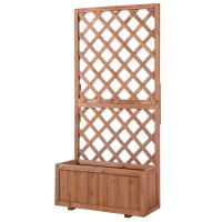 Outsunny Jardinière avec Treillis - bac à Fleurs - jardinière sur Pied - dim. 72,5L x 31,5l x 149,5H cm Inserts d'irrigation Inclus Bois Sapin pré-huilé(m-11)