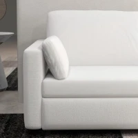 HOMCOM Sofá de 3 Plazas Sofá de Salón Tapizado en Poliéster con 2 Cojines Sofá de Diseño para Dormitorio 178x82x85 cm Crema(m-8)