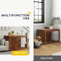PawHut 46.46'' Dog Crate Furniture with Openable Top, Two Lockable Doors, for Extra Large Dogs, Rustic Brown(m-4)