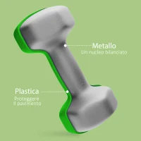 SPORTNOW Set 2 Manubri 3 kg Esagonali e Antiscivolo per Casa e Palestra, in Metallo e Plastica, 18x8x8 cm, Verde(m-5)