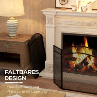 HOMCOM Funkenschutz für Kamine, eleganter Funkenfänger, faltbar, beschichtet, Schwarz, 96 x 60 cm(m-5)