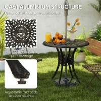 Outsunny 78 cm Round Garden Dining Table with Parasol Hole Antique Cast Aluminium Outdoor Table Only, Bronze Tone(m-4)