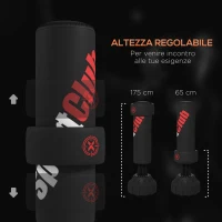 SPORTNOW Sacco da Boxe da Terra Autoportante con Bersaglio Regolabile, Base Riempibile e Ventose, Nero(m-4)