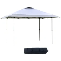 Outsunny 4 x 4m Pop-up Gazebo Canopy Tent with Roller Bag & Adjustable Legs for Outdoor Party, Steel Frame, White(m-10)