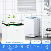 HOMCOM Deshumidificador Eléctrico 10L/día Depósito de Agua 2,5L con 5 Modos 2 Velocidades Temporizador 25x25x50,5cm Blanco(m-5)