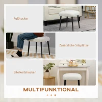 HOMCOM Hocker, Sitzhocker, Kaschmir-Optik, Fußhocker, Creme-Weiß(m-5)