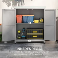 Outsunny Tuinkast, Buitenkast met Werkvlak, Gereedschapskast, Massief Hout, Staal, 79B x 43D x 92H cm, Grijs(m-6)