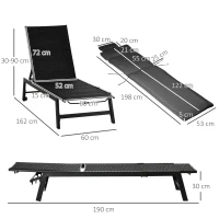Outsunny Lot de bain de soleil et matelas d'assise - roues dossier inclinable aluminium - coussin zippé déhoussable tétière(m-3)