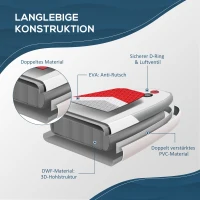 Outsunny Aufblasbares Surfbrett 320 cm Surfboard Stand Up Board mit Paddel faltbar EVA Rutschfest inkl. Zubehör Weiß+Rot(m-5)