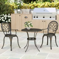 Outsunny Three-Piece Elegant Aluminium Garden Set - Bronze Tone(m-9)