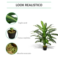 Outsunny Pianta Tropicale Decorativa Dracena Finta in Plastica con Vaso per Interno ed Esterno, Ф18 x 110cm(m-5)