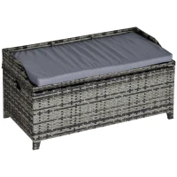 Outsunny 130 L Rattan Garden Storage Box, with Seat - Mixed Grey(m-1)