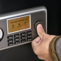 HOMCOM Cassaforte Elettronica con Doppio Codice, Chiave di Sicurezza e Allarme, in Acciaio, Nero, 35x30x39.3cm(m-7)