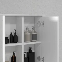 HOMCOM Armadietto con Specchio e Ripiani Regolabili su 3 Livelli, in Vetro e Legno, 65x15x49 cm, Bianco(m-8)