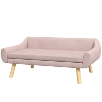 PawHut Haustiersofa Hundesofa, Skandidesign, abnehmbares Polster, Samtoptik, 102 cm x 58,5 cm x 42,5 cm, Rosa + Natur