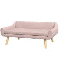 PawHut Haustiersofa Hundesofa, Skandidesign, abnehmbares Polster, Samtoptik, 102 cm x 58,5 cm x 42,5 cm, Rosa + Natur(m-1)