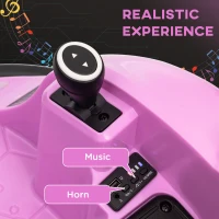 AIYAPLAY 360° Rotation Kids Bumper Car, 12V Waltz Car with Remote Control, Dual Joystick, Music, Lights, Pink(m-5)