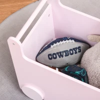 HOMCOM Caja de Almacenamiento de Juguetes Infantil con Ruedas Asa y 2 Pizarras de Escritura Baúl de Almacenaje para Habitación de Niños Guardería Sala de Juegos 47x35x45,5 cm Rosa(m-8)