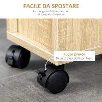 Kleankin Armadietto da Bagno a Colonna, Mobile Bagno con 4 Ruote, 1 Cassetto 1 Armadietto con Anta 2 Armadietti Aperti, Color Rovere, 18x30x68.5 cm(m-5)