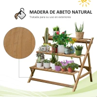 Outsunny Estantería para Plantas de Madera Soporte de Macetas con 3 Estantes Plegables en Forma Escalera para Decoración Interiores y Exteriores 101x83x88 cm Marrón(m-4)