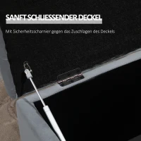 HOMCOM 3-teiliges Set mit Stauraum, 2 x Sitzhocker, Polster-Sitztruhe, Fußhocker, Aufbewahrungsbox, Fußablage, belastbar bis 130 kg, Mikrofaserstoff, Schaumstoff, 75 x 40 x 42 cm, Hellgrau(m-5)