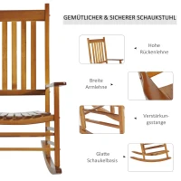 Outsunny Schaukelstuhl aus Holz mit Armlehne Schwingsessel Relaxstuhl Gartenstuhl Natur 69 x 86 x 115 cm(m-4)