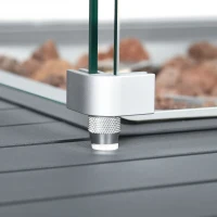 Outsunny 6-Piece Aluminium Garden Furniture Set with Fire Pit Table, Outdoor Dining Sofa Set with Cushions, Loveseats and Footstools, Sectional Corner Conservatory Furniture for Patio, Grey(m-9)