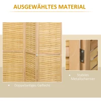 HOMCOM 4-teiliger Raumteiler, 160 x 170 cm Faltbarer Sichtschutz aus Bambus für Wohnzimmer, Schlafzimmer, Natur(m-5)