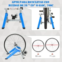 HOMCOM Entrenador de Bicicleta Rodillo para Bicicleta Plegable Portátil con Resistencia Magnética Ajustable de 8 Niveles para Ruedas de 650C, 700C o 26" - 29" 77x56x47,5 cm Azul(m-4)