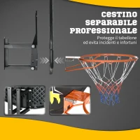 sportnow Canestro Basket per Bambini e Adulti da Indoor e Outdoor in Acciaio e PE, 110x90x70 cm, Nero e Giallo(m-6)