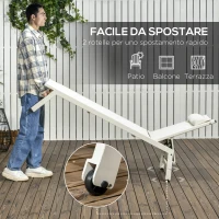 Outsunny Chaise Longue Lettino Prendisole Reclinabile 2pz in Alluminio e Poliestere, 55x195x30 cm, Beige(m-5)