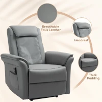 HOMCOM Recliner Armchair with 3D Kneading Massage, Breathable Leather Recliner Chair with Back Massager and Headrest, Electric Reclining Chair with Footrest, Remote, USB Port, Side Pockets for Home(m-7)