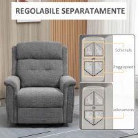 HOMCOM Poltrona Relax Alzapersona Reclinabile con Poggiapiedi, Rivestimento in Tessuto Grigio(m-6)