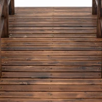 Outsunny Gartenbrücke Holzbrücke Holzsteg Teichbrücke Zierbrücke mit Geländer bis 180 kg Tannenholz Dunkelbraun 152,5 x 67 x 48 cm(m-9)
