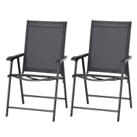 Outsunny Klappstuhl mit Armlehne 2er Set Campingstuhl Angelstuhl Metall Schwarz 58 x 64 x 94 cm