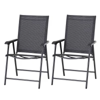 Outsunny Klappstuhl mit Armlehne 2er Set Campingstuhl Angelstuhl Metall Schwarz 58 x 64 x 94 cm(m-1)