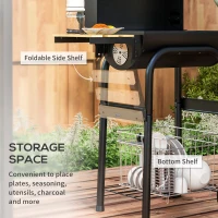Outsunny Charcoal BBQ, with Thermometer, Shelves and Wheels(m-6)