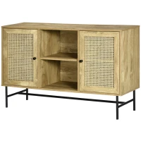 HOMCOM Sideboard Aufbewahrungsschrank Wienergeflecht Wohnzimmerschrank,120 cm x 38 cm x 76,2 cm, Natur(m-10)