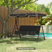 Outsunny 2/3 Seater Garden Swing Canopy Replacement Cover, UV50+ Sun Shade (Canopy Only), Black(m-2)