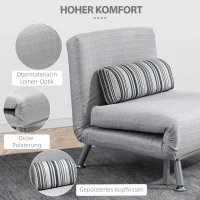 HOMCOM Klappsessel mit Bettfunktion, klappbarer Relaxsessel in Leinenoptik, Verstellbare Rückenlehne, 75 x 70 x 75 cm, Grau(m-5)