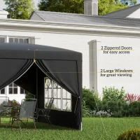 Outsunny 3 x 3(m) Pop Up Gazebo, Water and UV Resistant Party Tent Camping Canopy Marquee with  Carry Bag, Black(m-7)