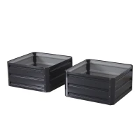 Outsunny Set of Two 60 x 60cm Steel Planter Boxes - Grey(m-14)
