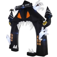 Outsunny Aufblasbarer Halloween-Torbogen, 4 Geister, LED-Lichter, wasserdicht, 300 x 76 x 300 cm