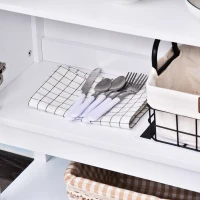 HOMCOM Buffet de cuisine Vaisselier en Vitrine Placard de  Rangement sur pied - 2 Portes en Verre, étagère - dim. 80L x 28l x 84H cm - Bois Blanc(m-6)