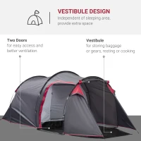 Outsunny Dome Tent for 3-4 Person Family Tent with Screened-In Porch Waterproof Dark Grey(m-4)