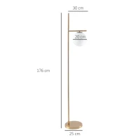 HOMCOM Lampadaire lampe à pied en métal avec abat-jour câble de 180 cm avec interrupteur à pied 30 x 25 x 159 cm or blanc(m-3)