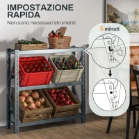 HOMCOM Scaffale per 6 Casse di Bevande Autoportante a 3 Livelli con Ripiani Regolabili, 110x30x110cm, Grigio(m-4)