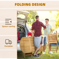 Outsunny 7 Piece Wooden Garden Dining Set with Umbrella Hole, Folding Dining Table and Armchairs with Parasol Hole, 6 Seater Outdoor Patio Furniture for Backyard, Deck and Balcony, Teak(m-6)